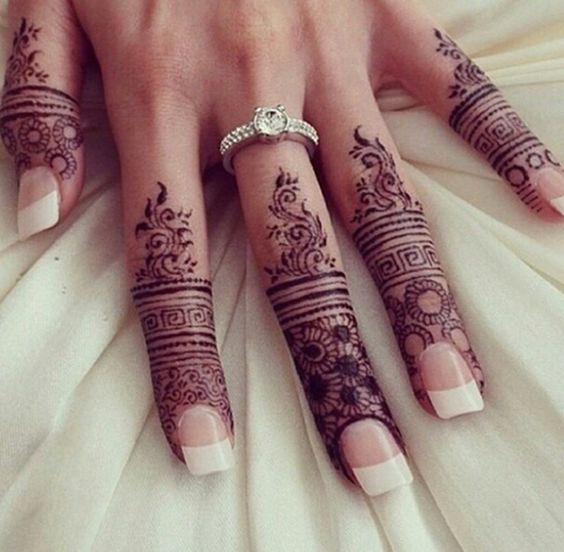 Intricate geometric design on the fingers